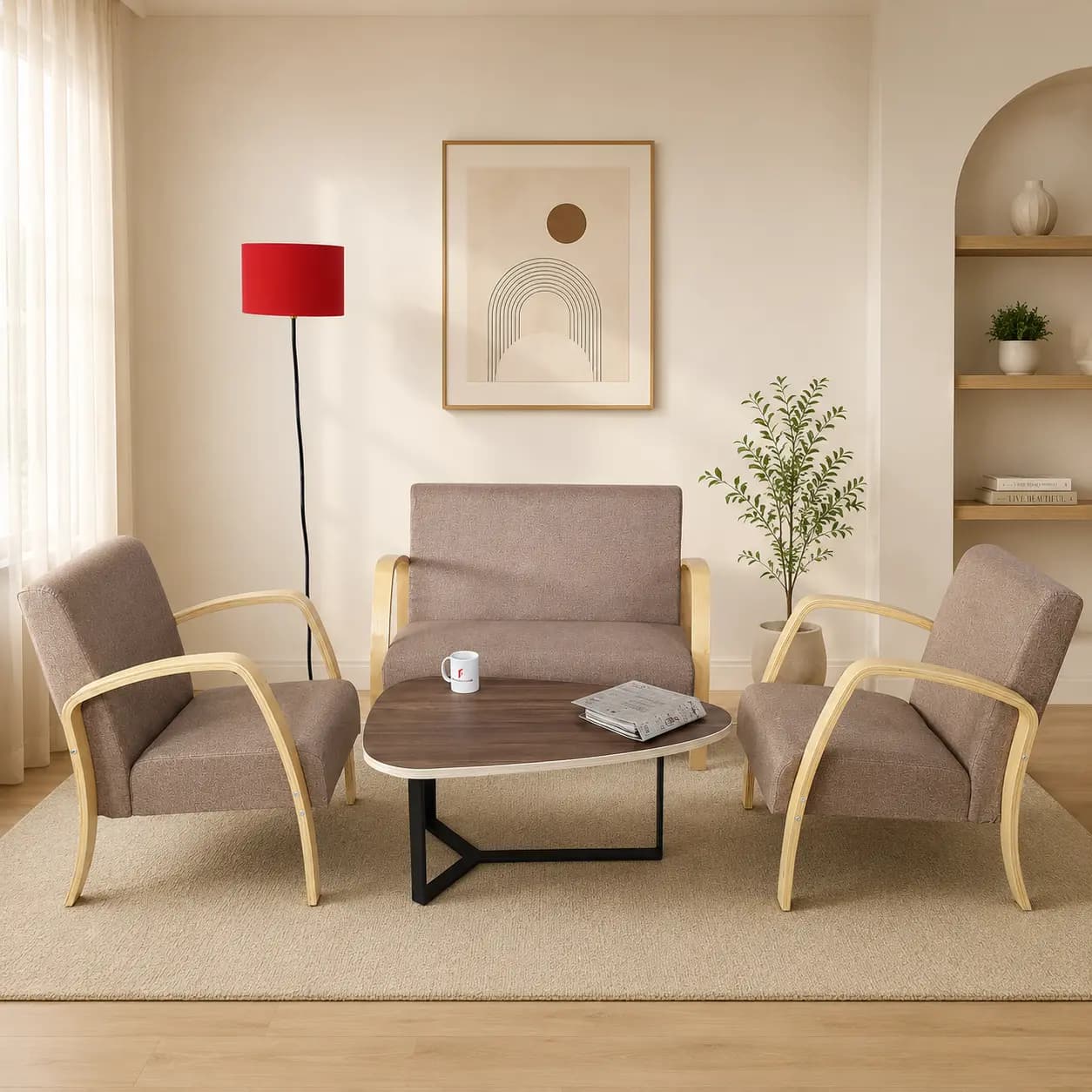 Amber 2+1+1 Sofa Set (Beige)